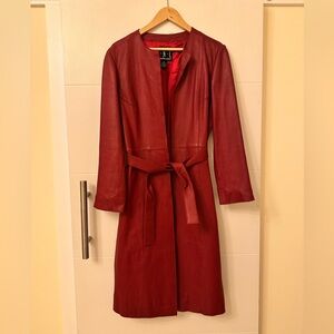 Elegant Red Leather Coat